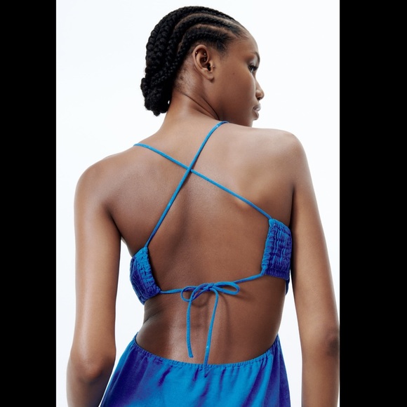 Zara CUT OUT LINEN BLEND DRESS - Picture 10 of 16